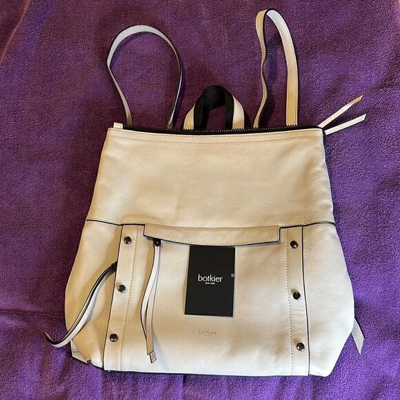 Botkier backpack white leather silver colored studs lots of zippered pockets EUC main image 5